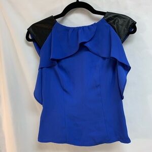 🌟BEBE FAUX LEATHER SHOULDER RUFFLE TOP🌟